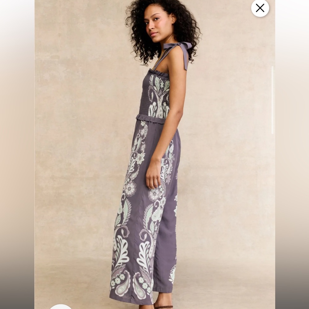 Caballero Rose Graphite Protea Paisley Jumpsuit Sz M - Picture 2 of 6